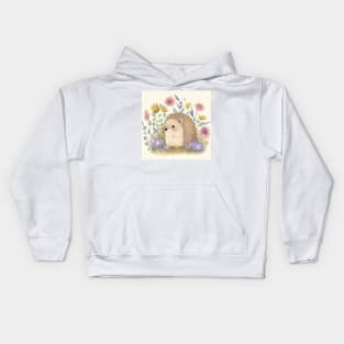 Cute Hedgehog with flowers Kids Hoodie